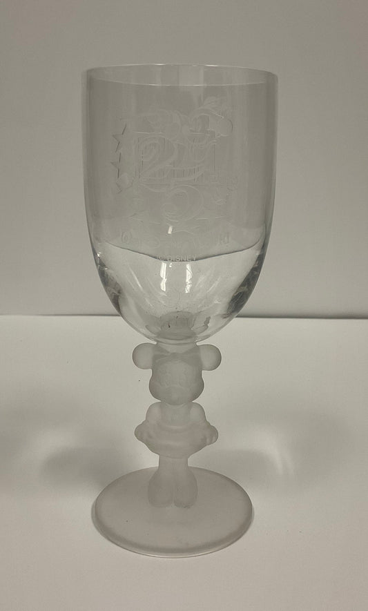 Stemmed Minnie Mouse Wine Glass Inscribed Walt Disney World Vintage 1996 25th Anniversary.