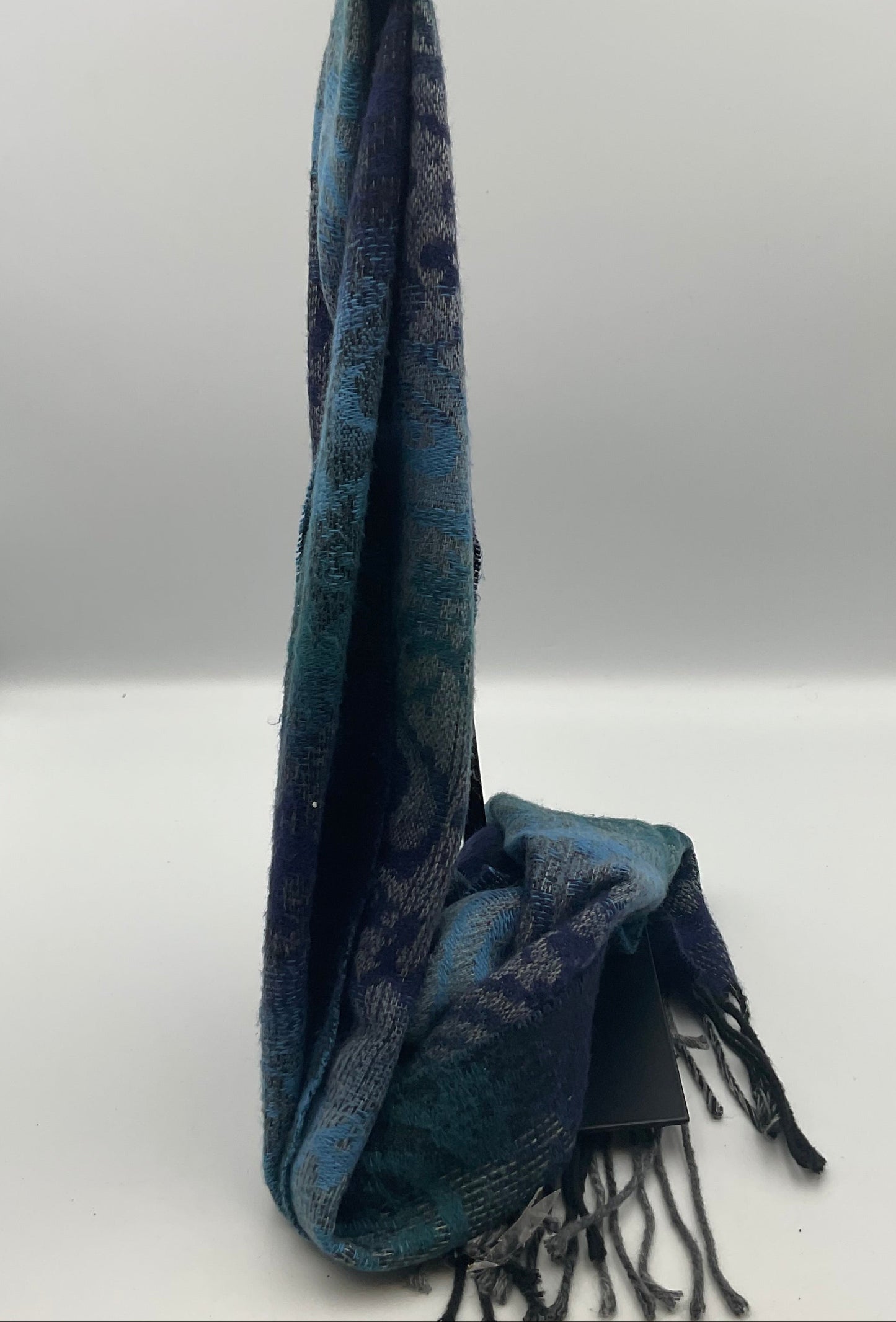 Cejon Scarf Blue Floral Paisley Winter Wrap Made in Italy