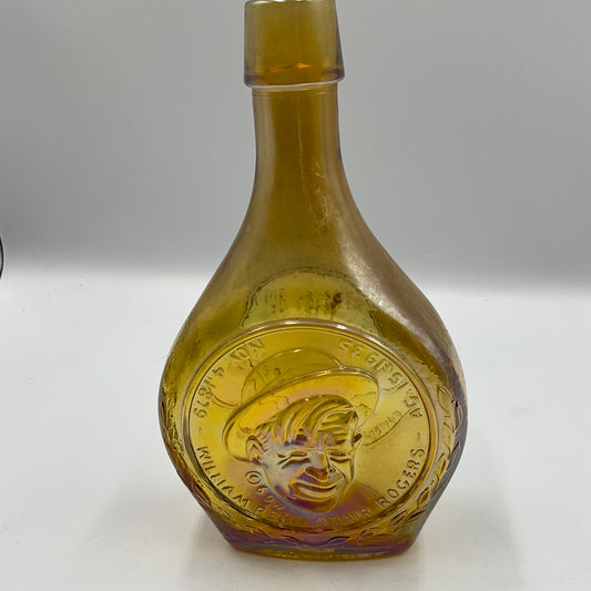 Vintage 1969 Wheaton Amber Carnival Glass Bottle