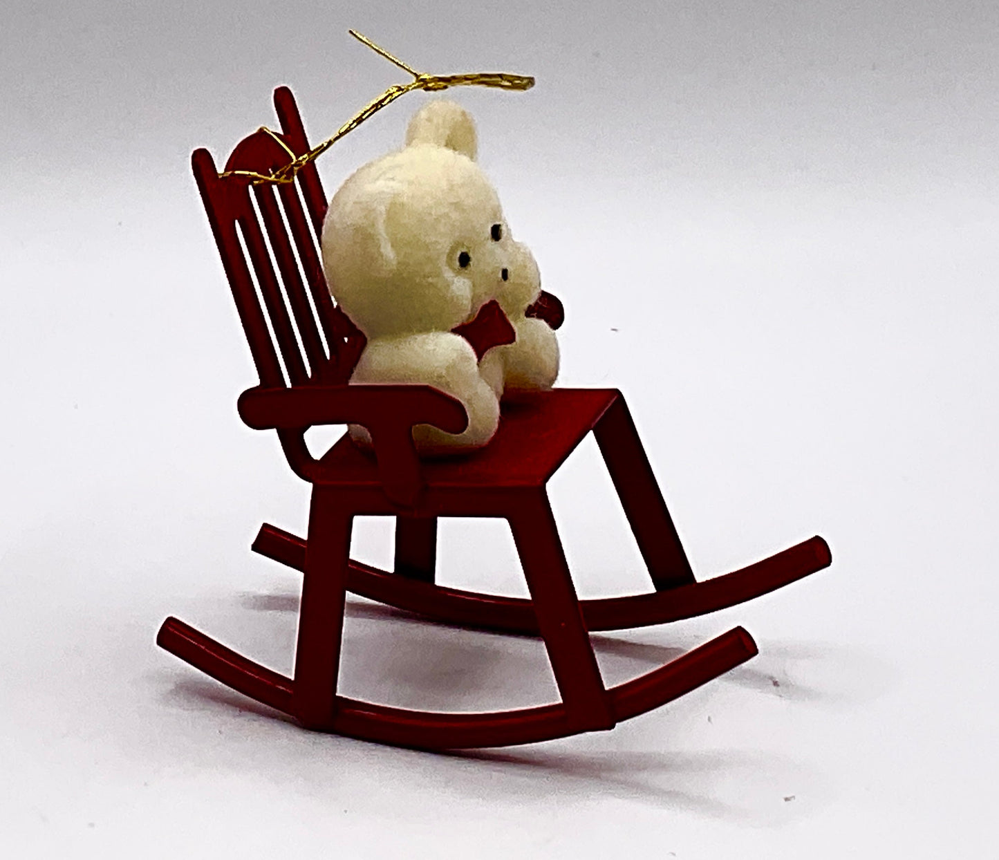 Vintage Avon Teddy Bear Ornament Collection "Teddy on Rocker"
