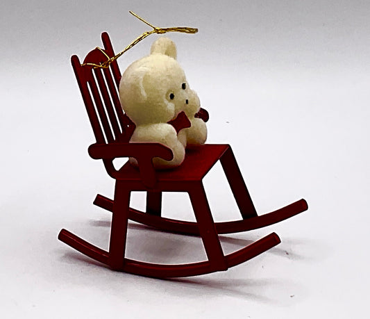 Vintage Avon Teddy Bear Ornament Collection "Teddy on Rocker"