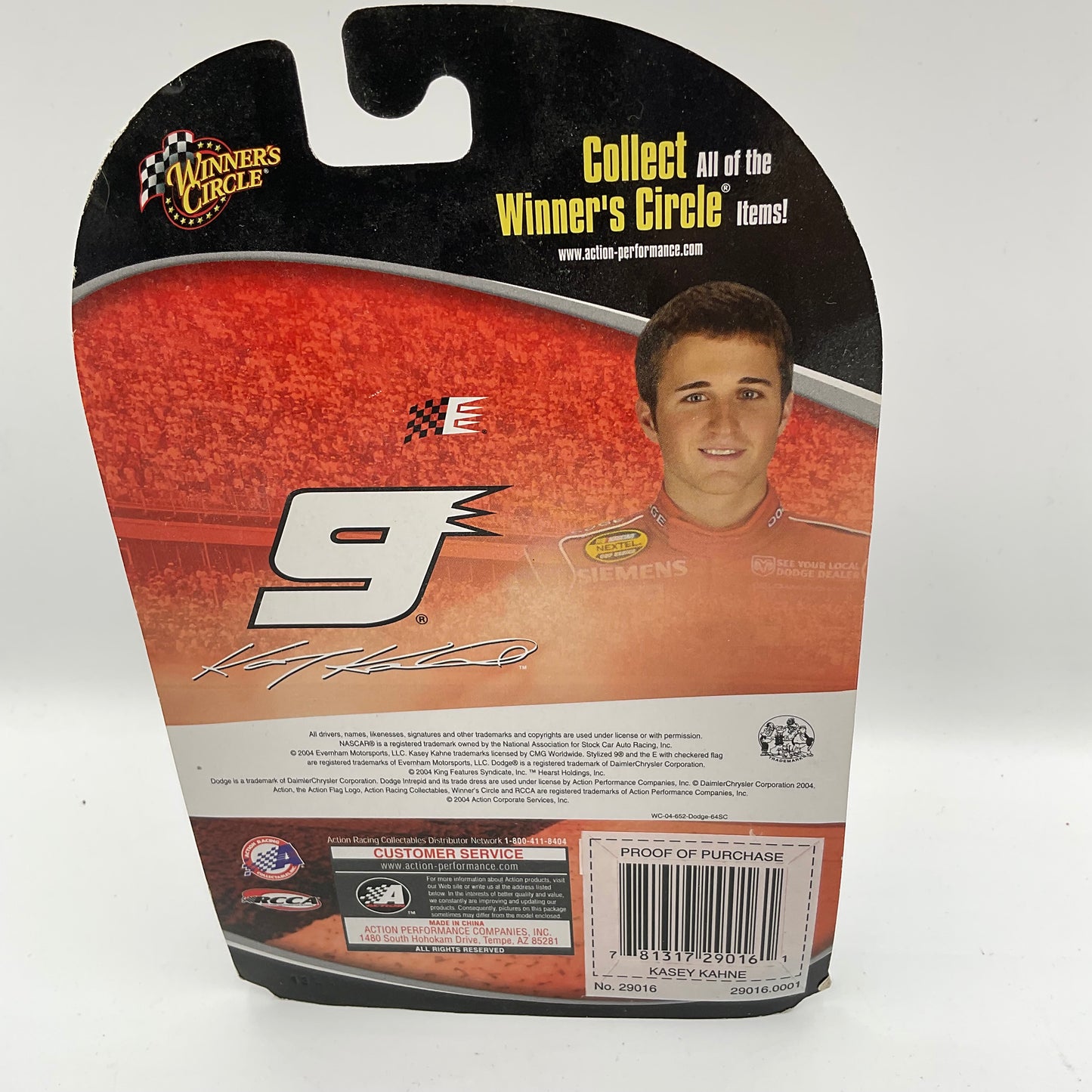 NASCAR Winner’s Circle #9 Kasey Kahne Die-Cast Replicia Unopened