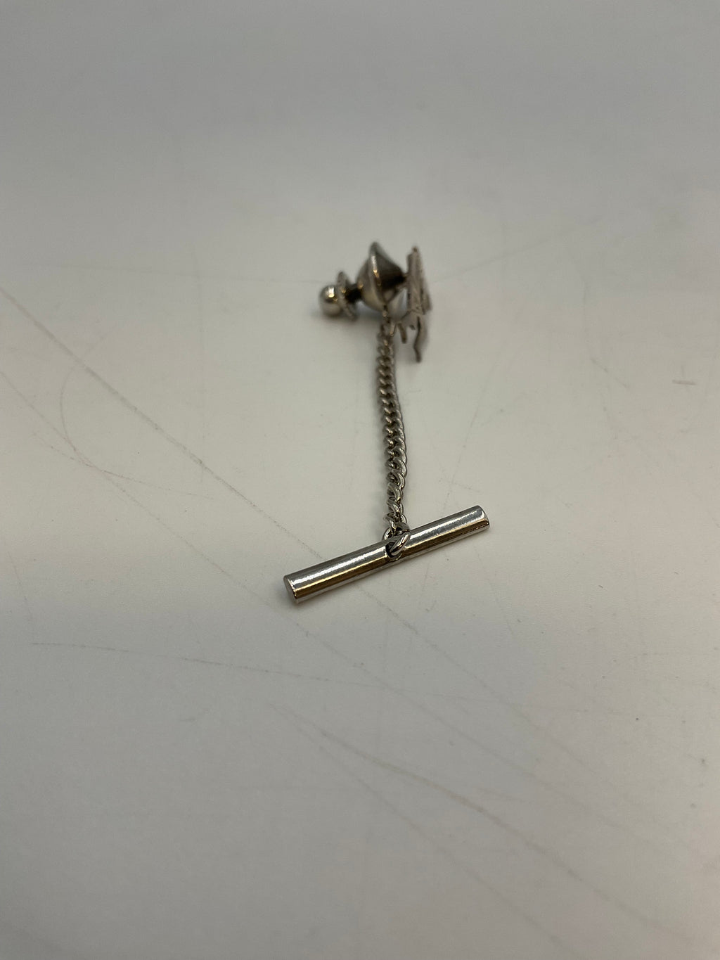 Kokopelli Tie Tack with T-Bar Chain Sterling Silver