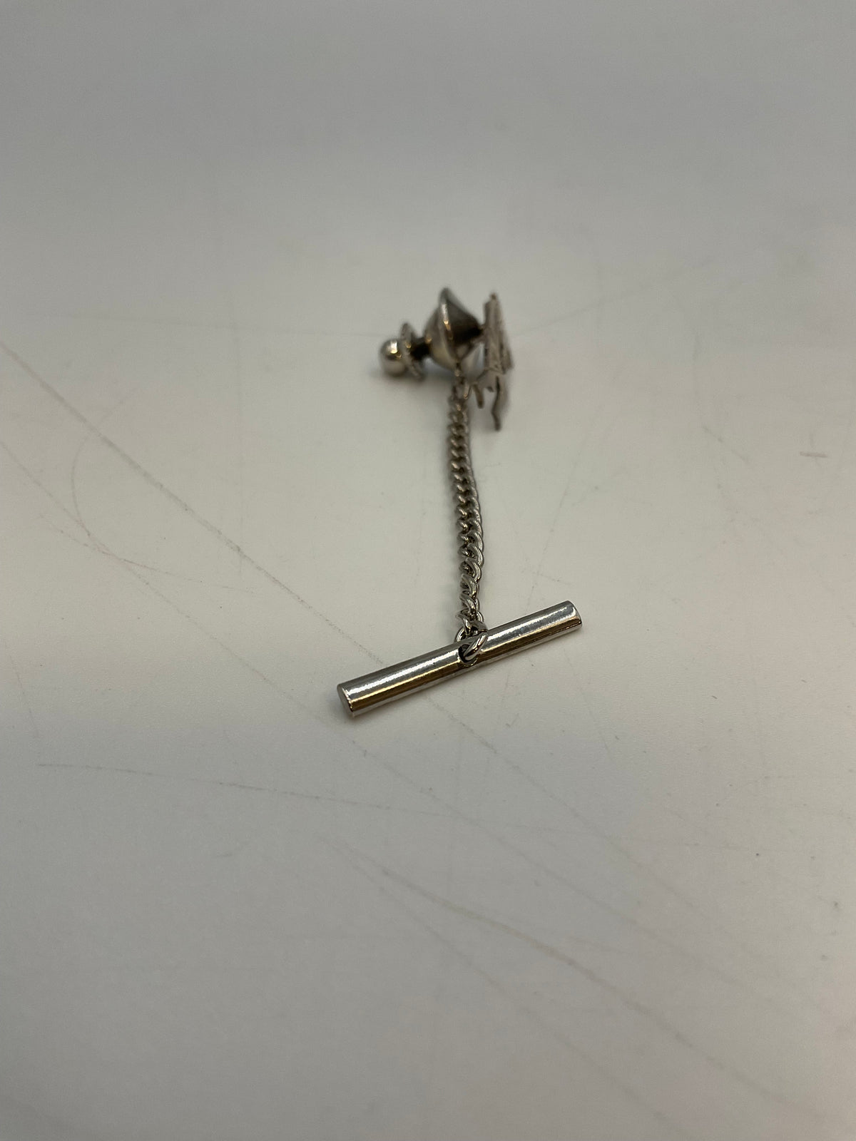 Kokopelli Tie Tack with T-Bar Chain Sterling Silver