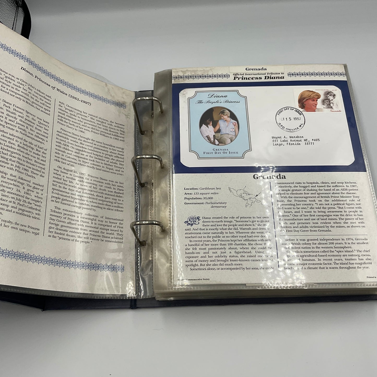 Official International Tributes to Princess Diana Stamp Album By Wayne A. Warnken