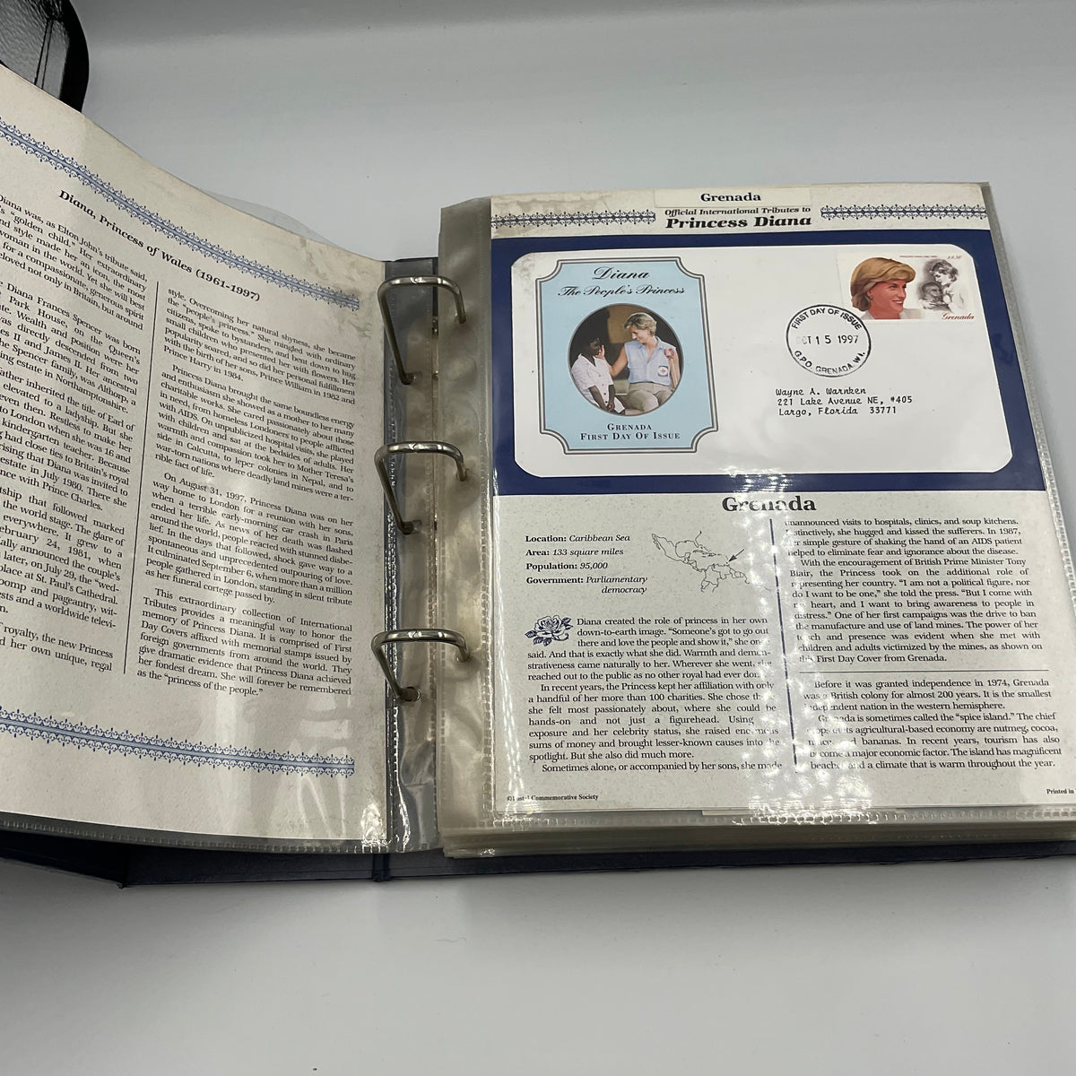 Official International Tributes to Princess Diana Stamp Album By Wayne A. Warnken