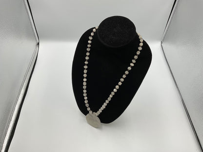 White Stone Face Design Necklace