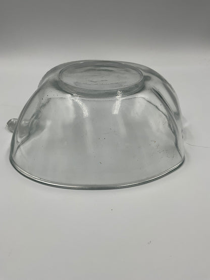 Clear Glass Apple Shaped Bowl Dish Leaf Stem Fruit Decor