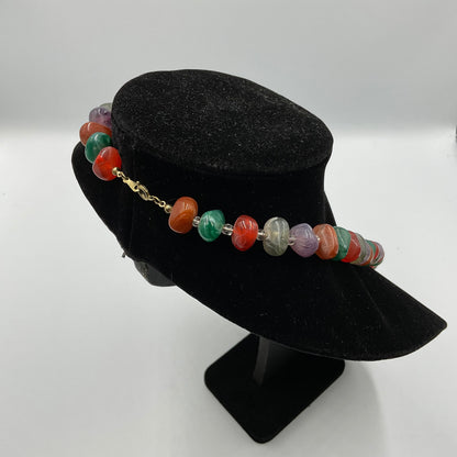 Multicolor Jellybean Shaped Beads Fashion Jewelry Necklace