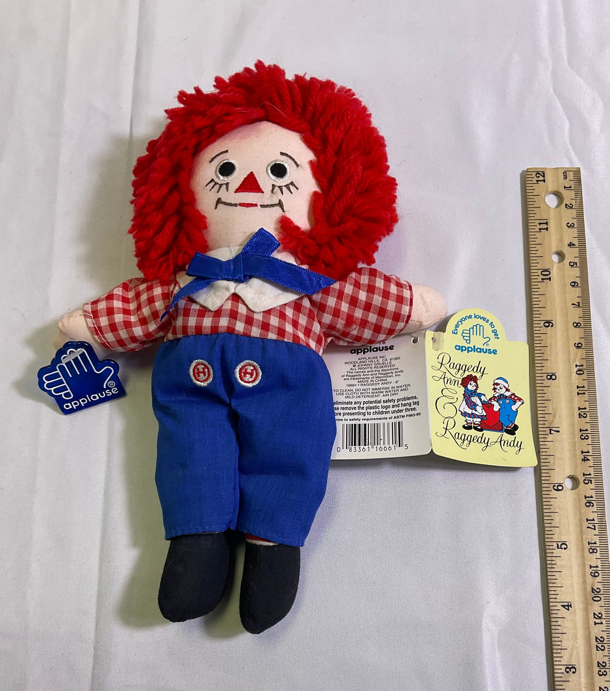 Raggedy Andy 12 Inch Doll by Applause I Love You Embroidered Heart