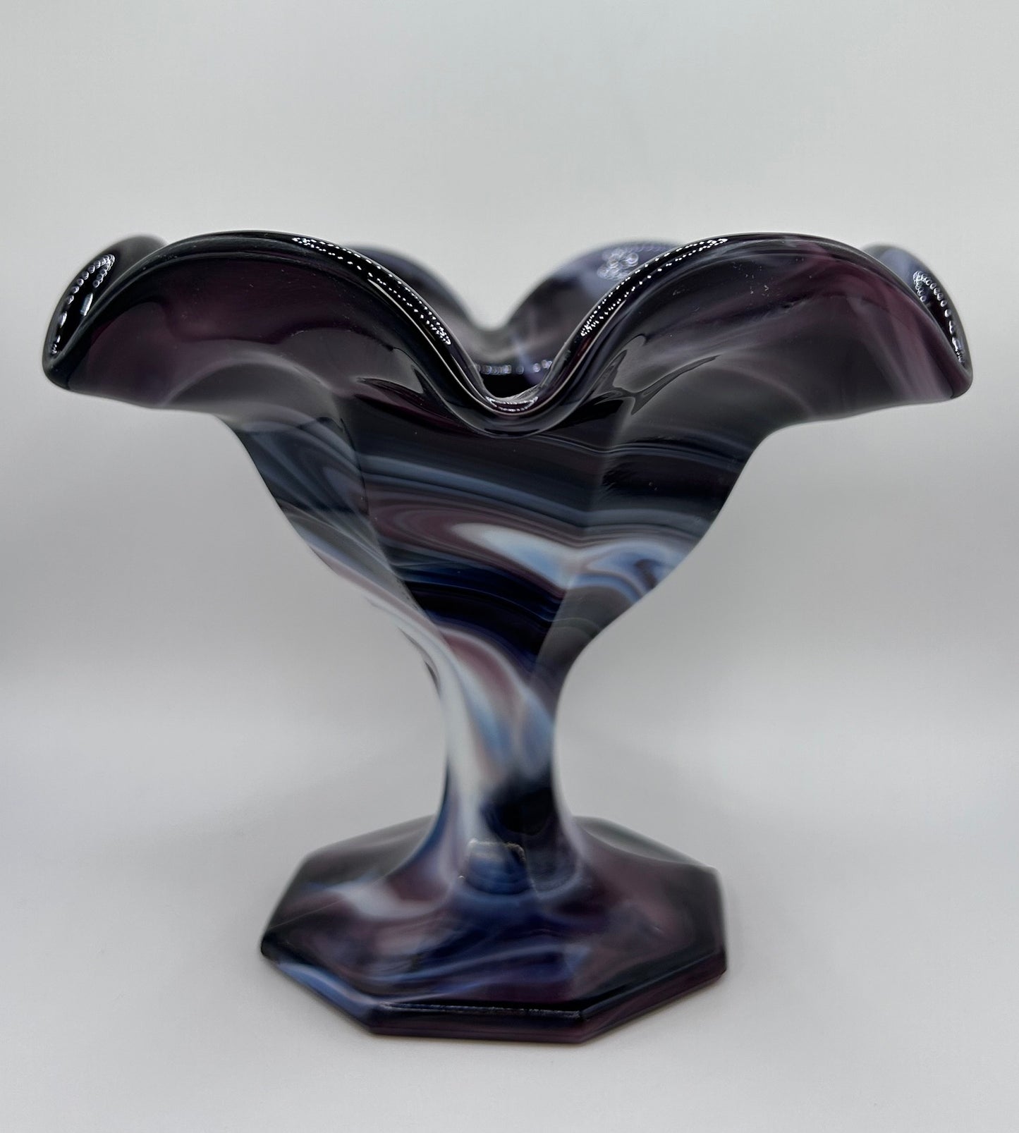 Purple Marble Thick Glass Vase Candy Dish Home Decor