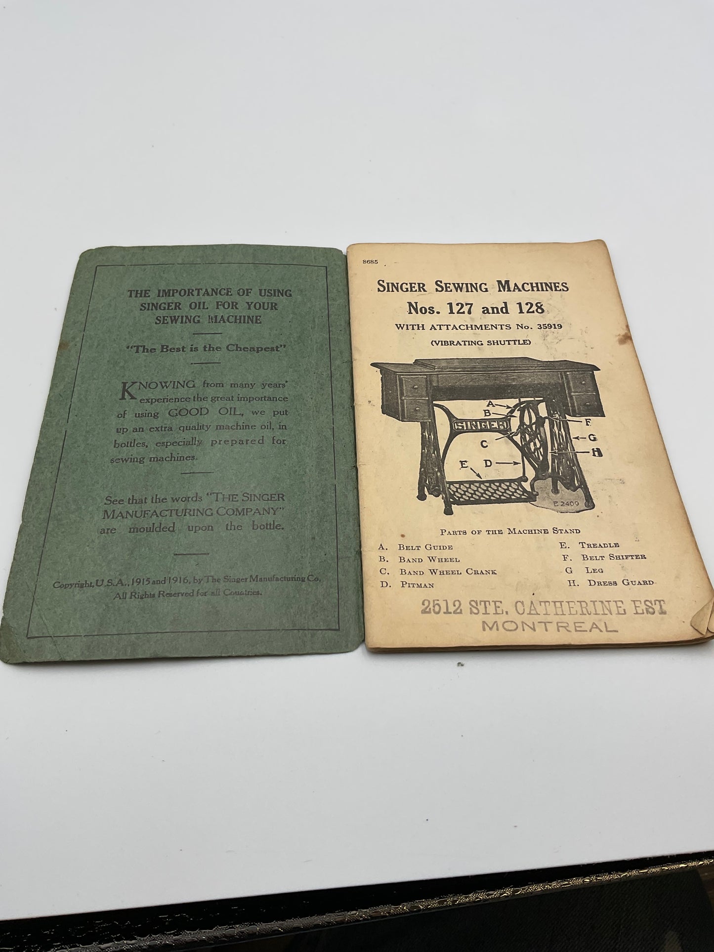 Antique 1915 Singer Sewing Machine Instructions Pamphlet