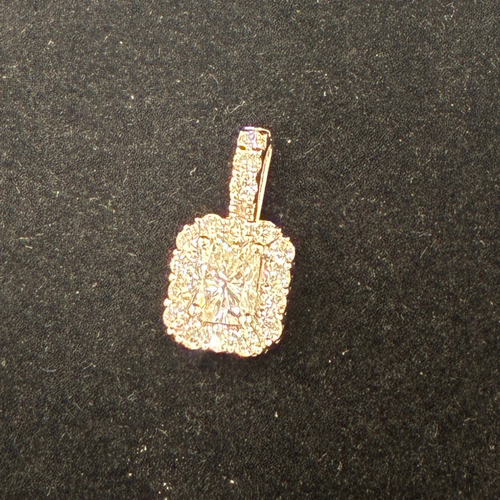 14K Gold 2/3 Carat Diamonds 0.40 CT Center Radiant Emerald Cut Pendant RSJ