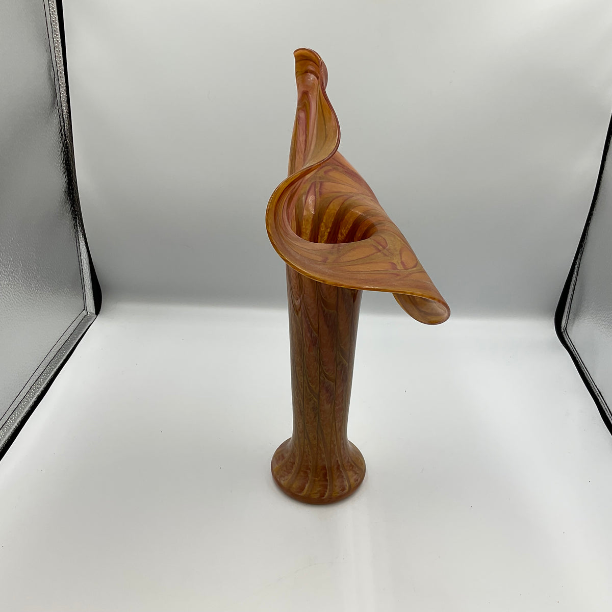 Orange Art Glass Jack-In The Pulpit Vase