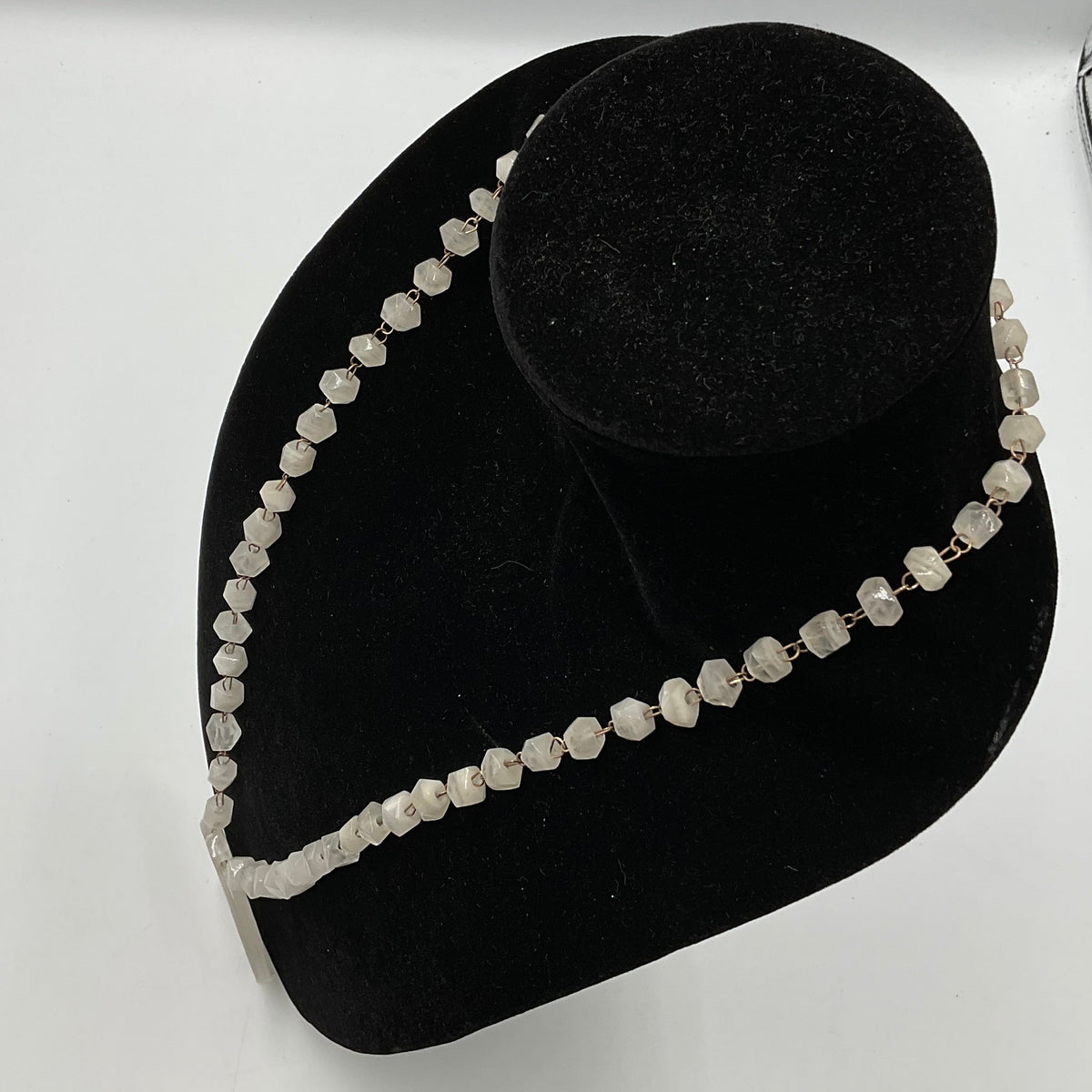 White Stone Face Design Necklace