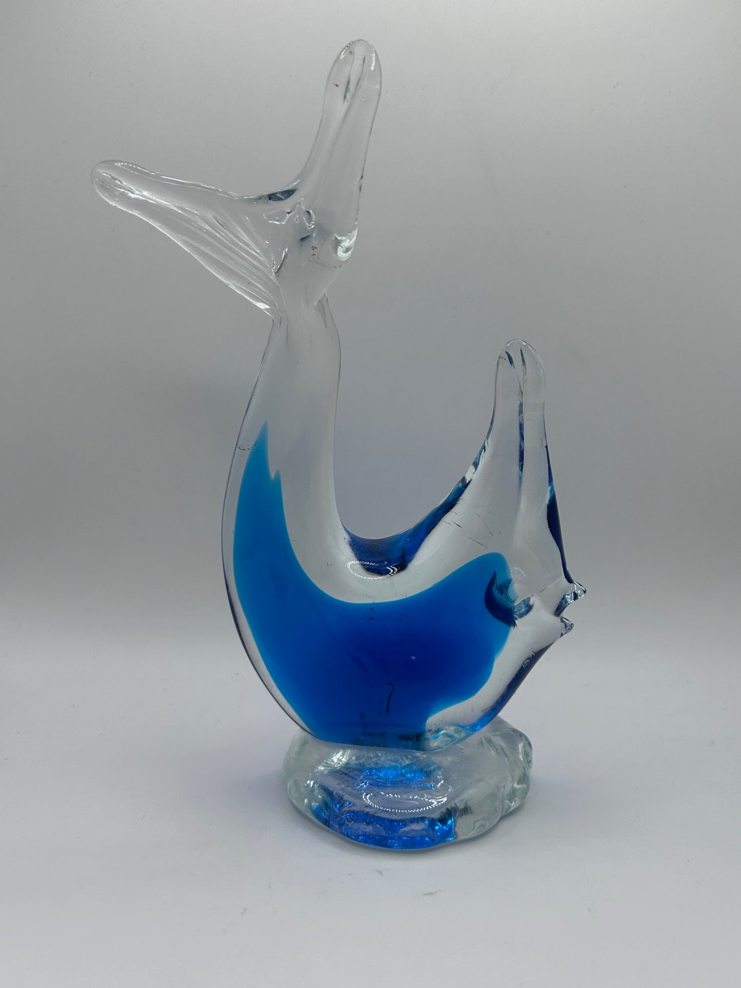 Blue and Clear Glass Handmade Artisan Fish Figurine