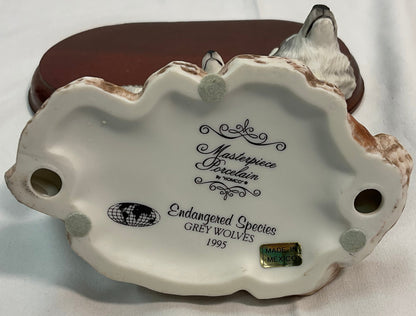 Grey Wolves Vintage 1995 Masterpiece Porcelain Homco Endangered Species Series