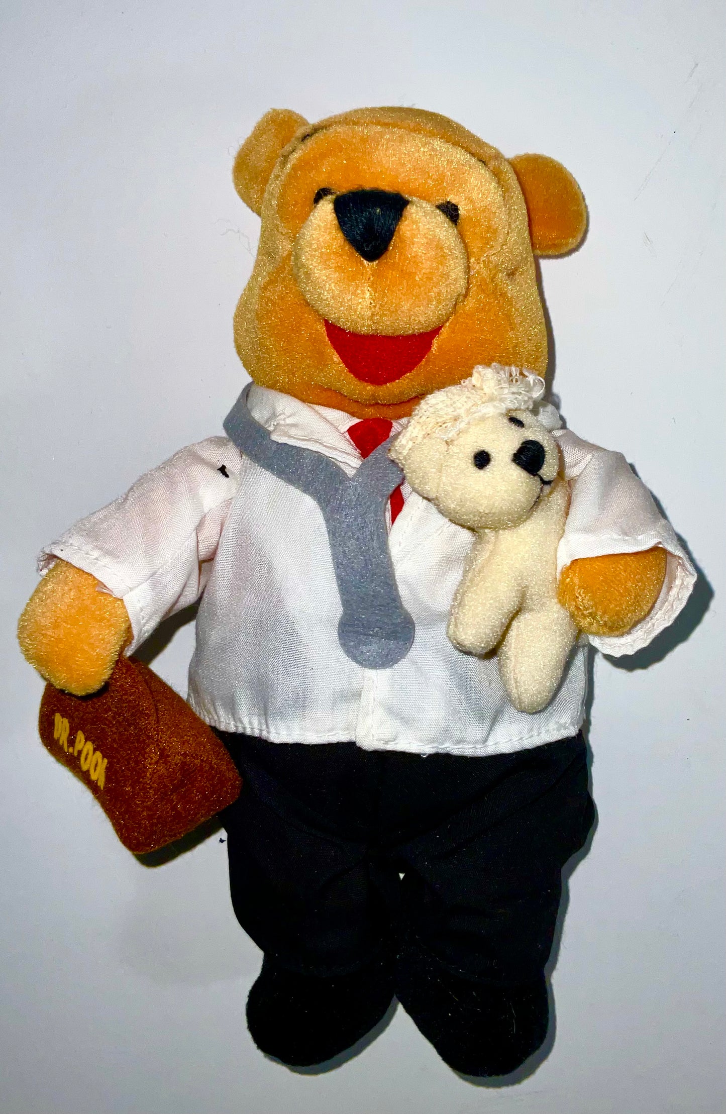 Winnie the Pooh Bear Doctor Vintage Mini Beanbag Beanie Plush Disney Collectible