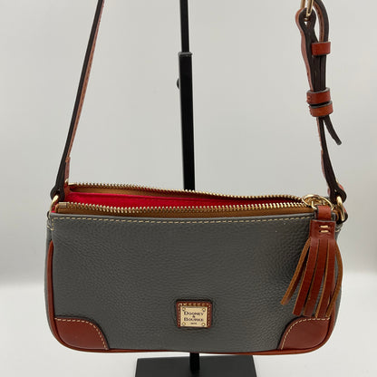 Dooney & Bourke Leather Crossbody Shoulder Bag Small Gray Brown Purse
