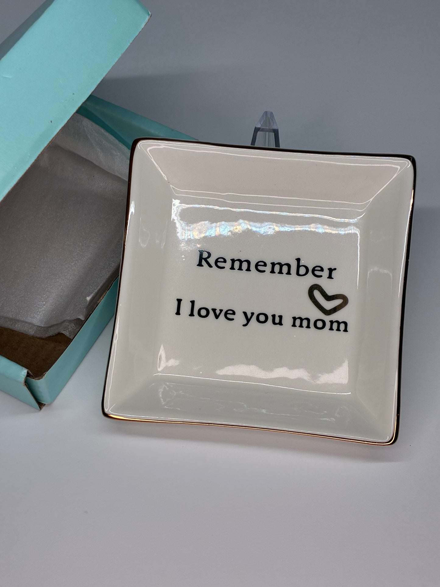 Remember I Love You Mom Ceramic Jewelry Tray Ring Dish Mother's Gift New in Original Box
