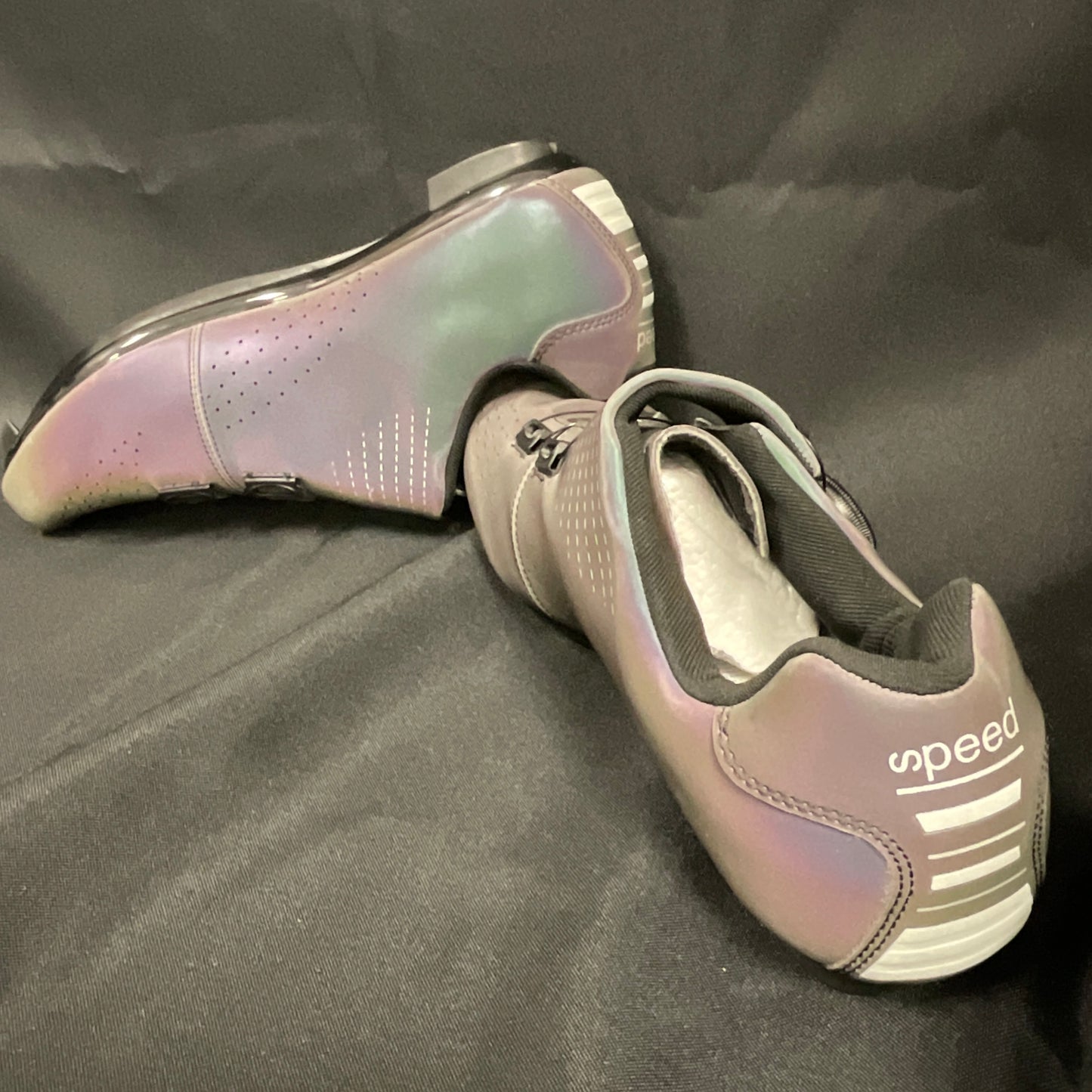 Speed Iridescent Purple Blue Gray Professional Spin Cycling Shoes Size 44