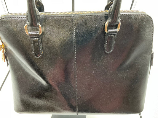 DKNY Shiny Saffiano Leather Black Satchel