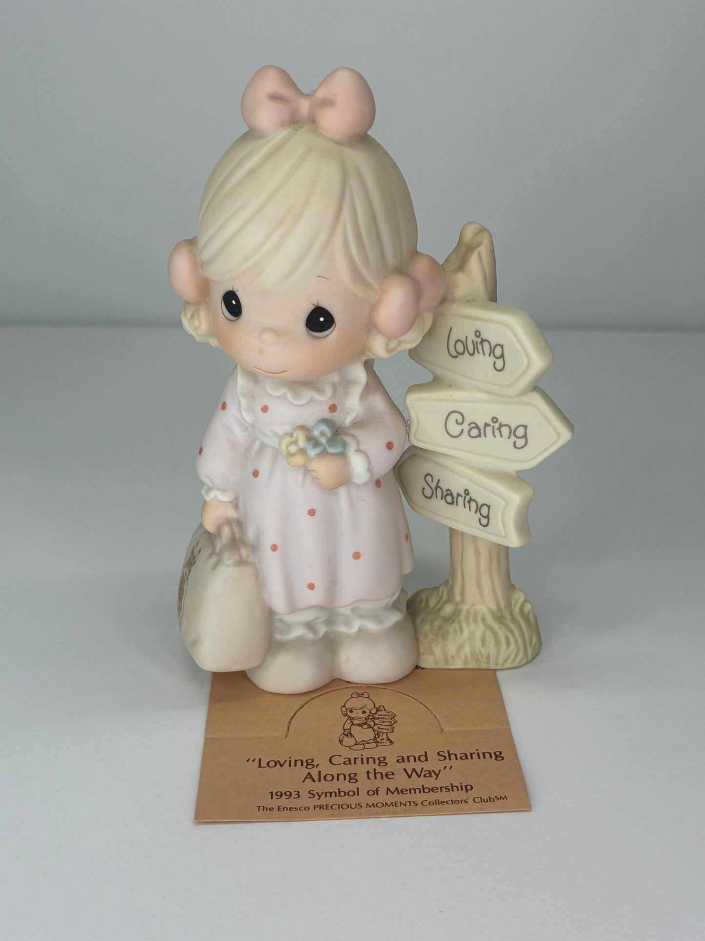 Precious Moments Vintage 1993 Symbol of Membership Loving Caring and Sharing Along the Way