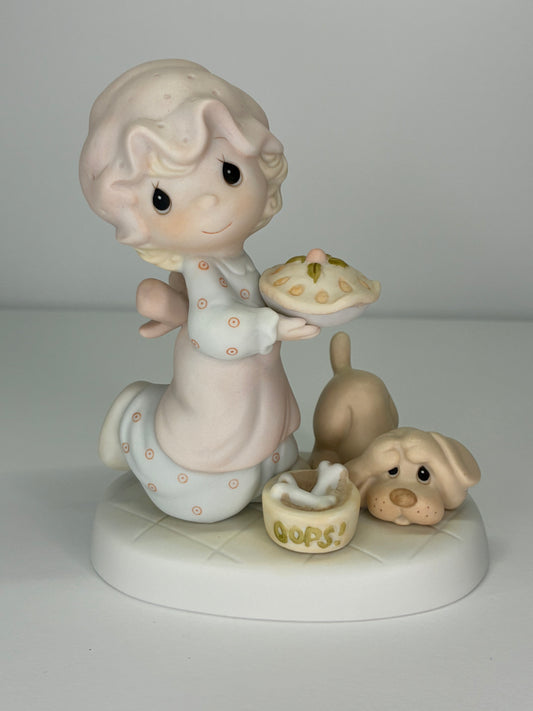 Precious Moments Vintage 1982 Dropping Over For Christmas Hand Painted Porcelain Collectible Figurine Original Box