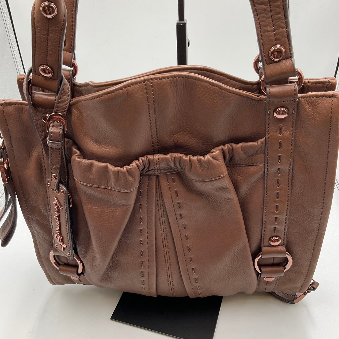 B. Makowsky Brown Leather Large Shoulder Bag