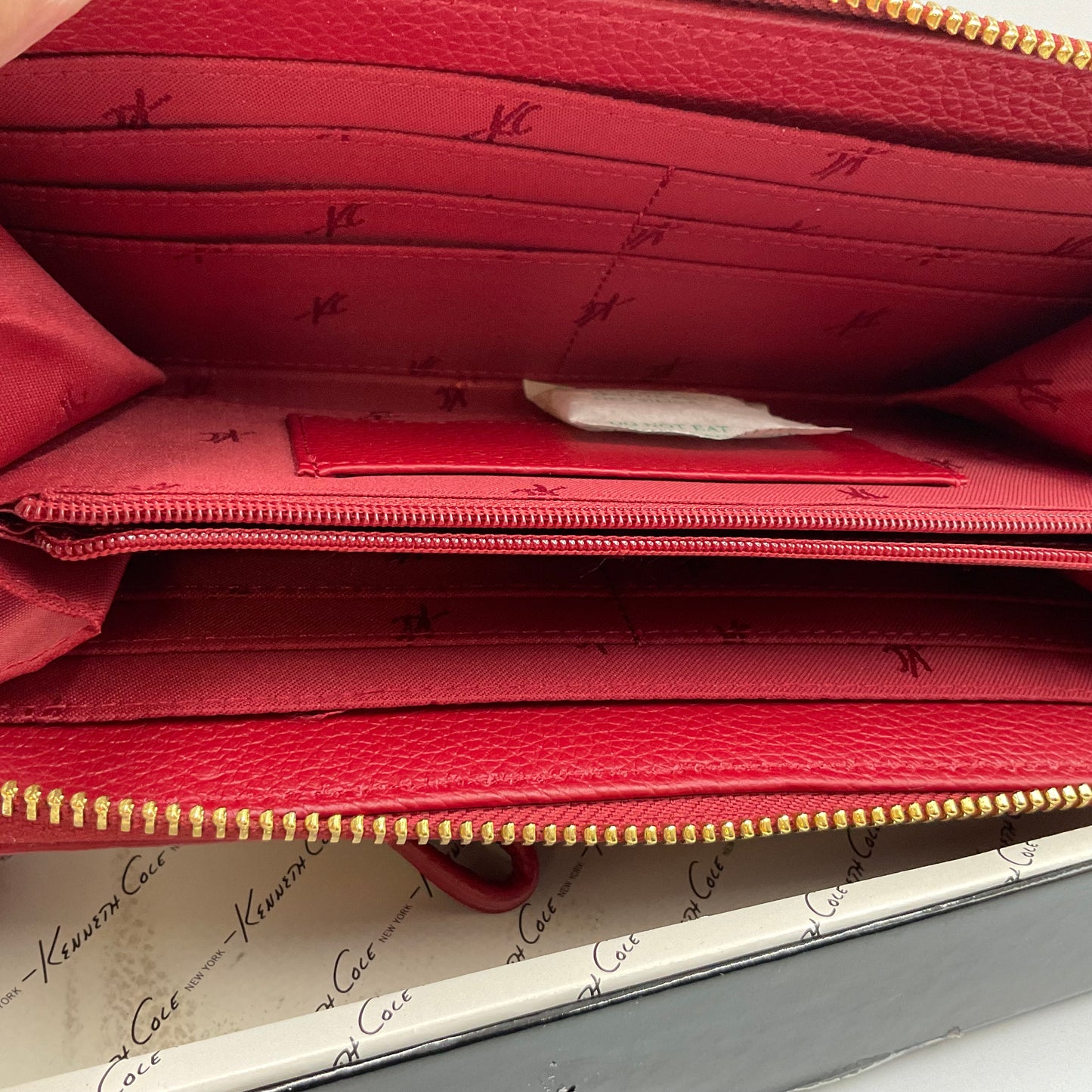 New in Box Kenneth Cole Red Large Zip Around Wallet with Removable Wristlet