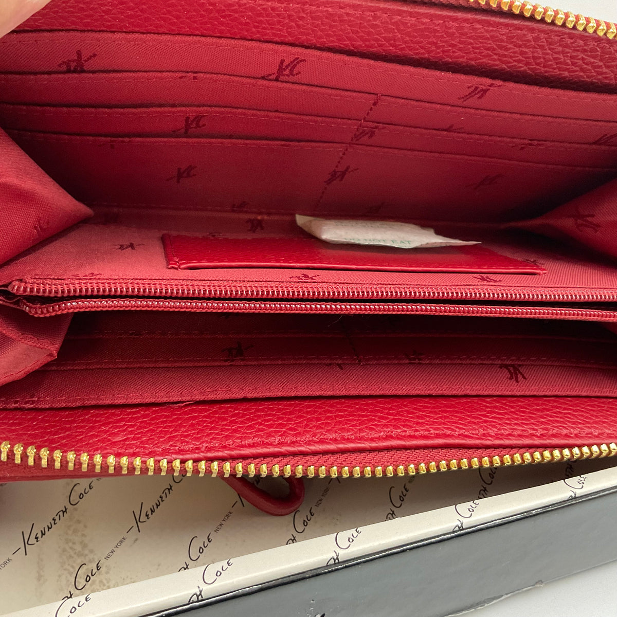 New in Box Kenneth Cole Red Large Zip Around Wallet with Removable Wristlet