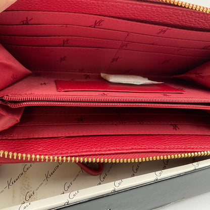 New in Box Kenneth Cole Red Large Zip Around Wallet with Removable Wristlet