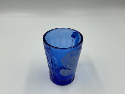 1930s Shirley Temple cobalt blue depression glass child’s mug