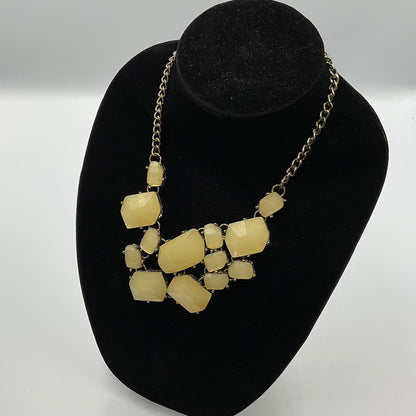 Large Whitish Yellow Stone Thick Chain Necklace