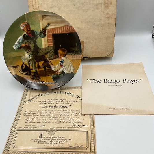 Edwin M.Knowles Bradford Exchange Limited Edition The Banjo Player China Plate with COA in Original Box