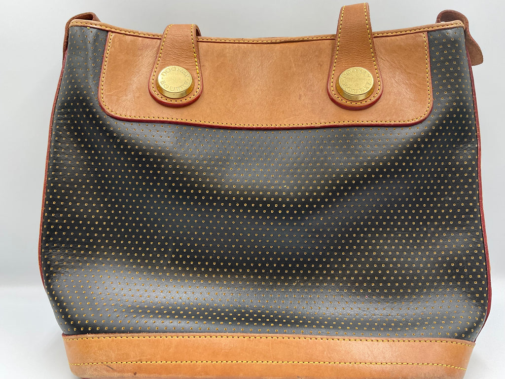 Dooney & Bourke Bag Cabrio Perforated Leather Black Tan Tote