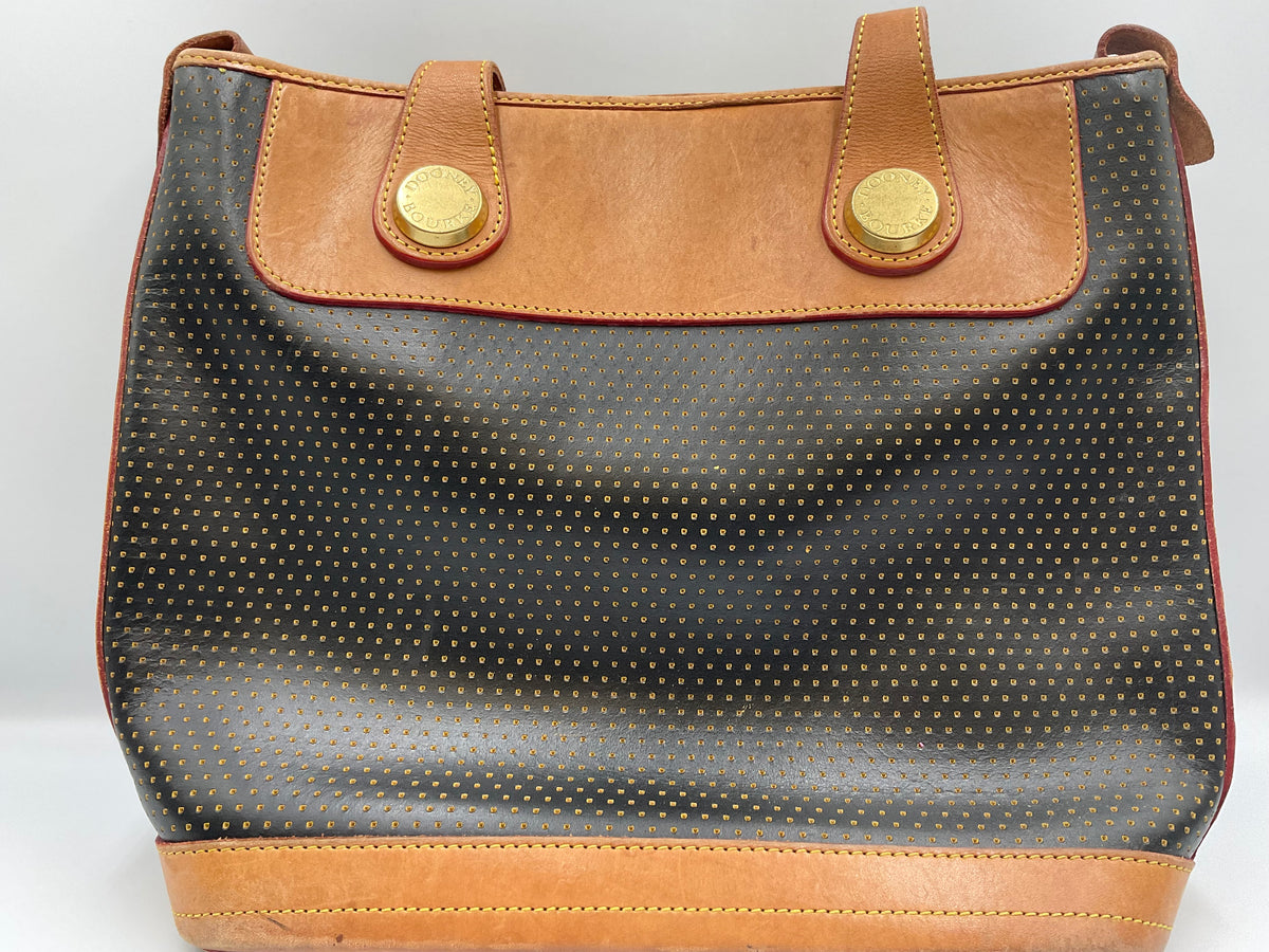 Dooney & Bourke Bag Cabrio Perforated Leather Black Tan Tote