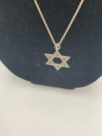 Sterling Silver Marcasite Star of David pendant necklace