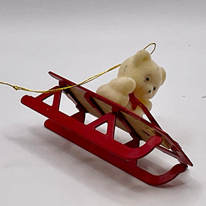 Avon Sled Teddy Bear Vintage Ornament in Original Box