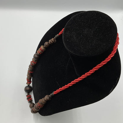 Red/Brown Ball Design Beaded Necklace