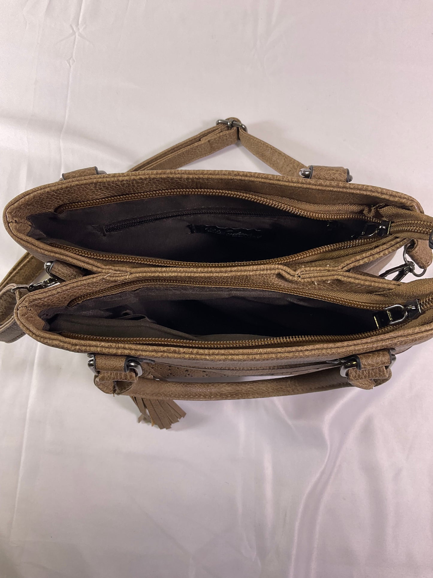 Wanderlust by Birdies Nest Tan Suede Handbag