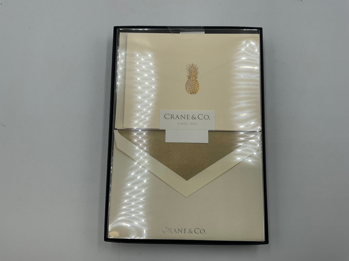 Crane & Co Pineapple Hand Engraved Folded Notes Stationery New In Box