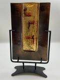 Jasmine Art Glass Fused Glass U Pocket Vase with Metal Display Stand