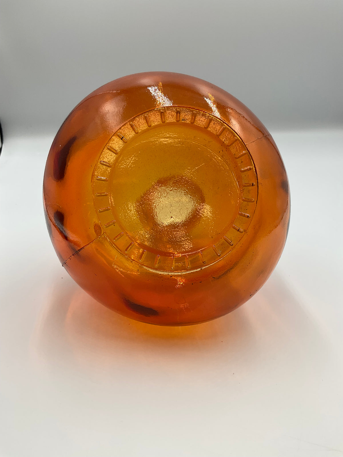 Vidrios San Miguel Spain Recycled Glass Bubble Vase Orange Amber