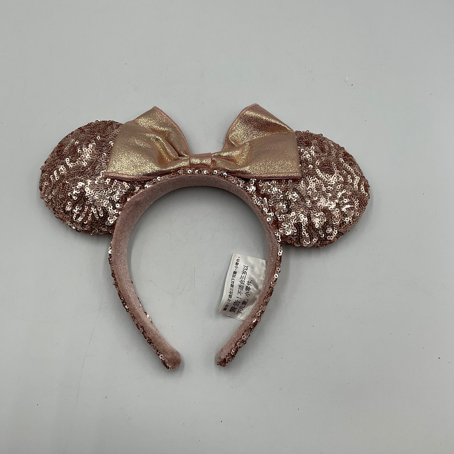 Disney Parks Authentic Rose Gold Sequined Metallic Minnie Mouse Ears