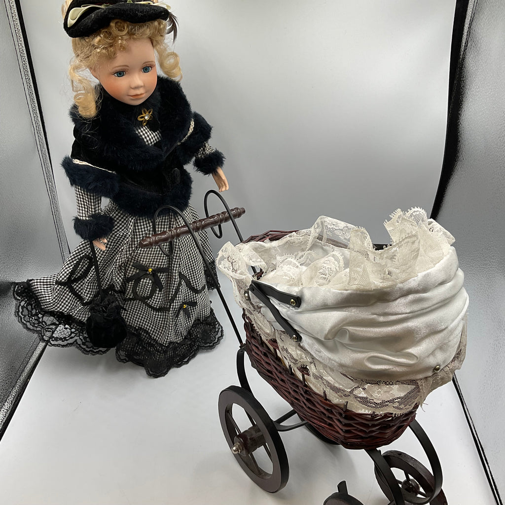 Baby’s Dream Porcelain Doll Victoria And Stroller