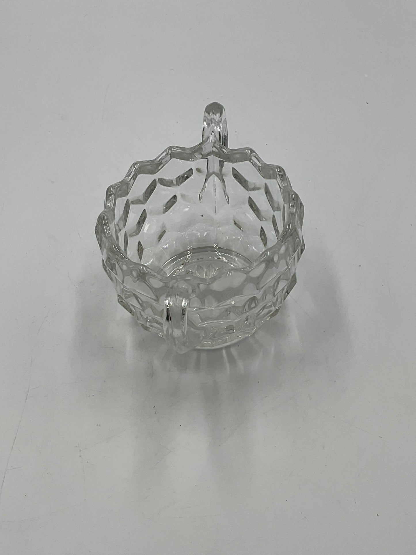 Vintage Fostoria American Clear Glass Creamer,Open Sugar Bowl and Matching Under Tray