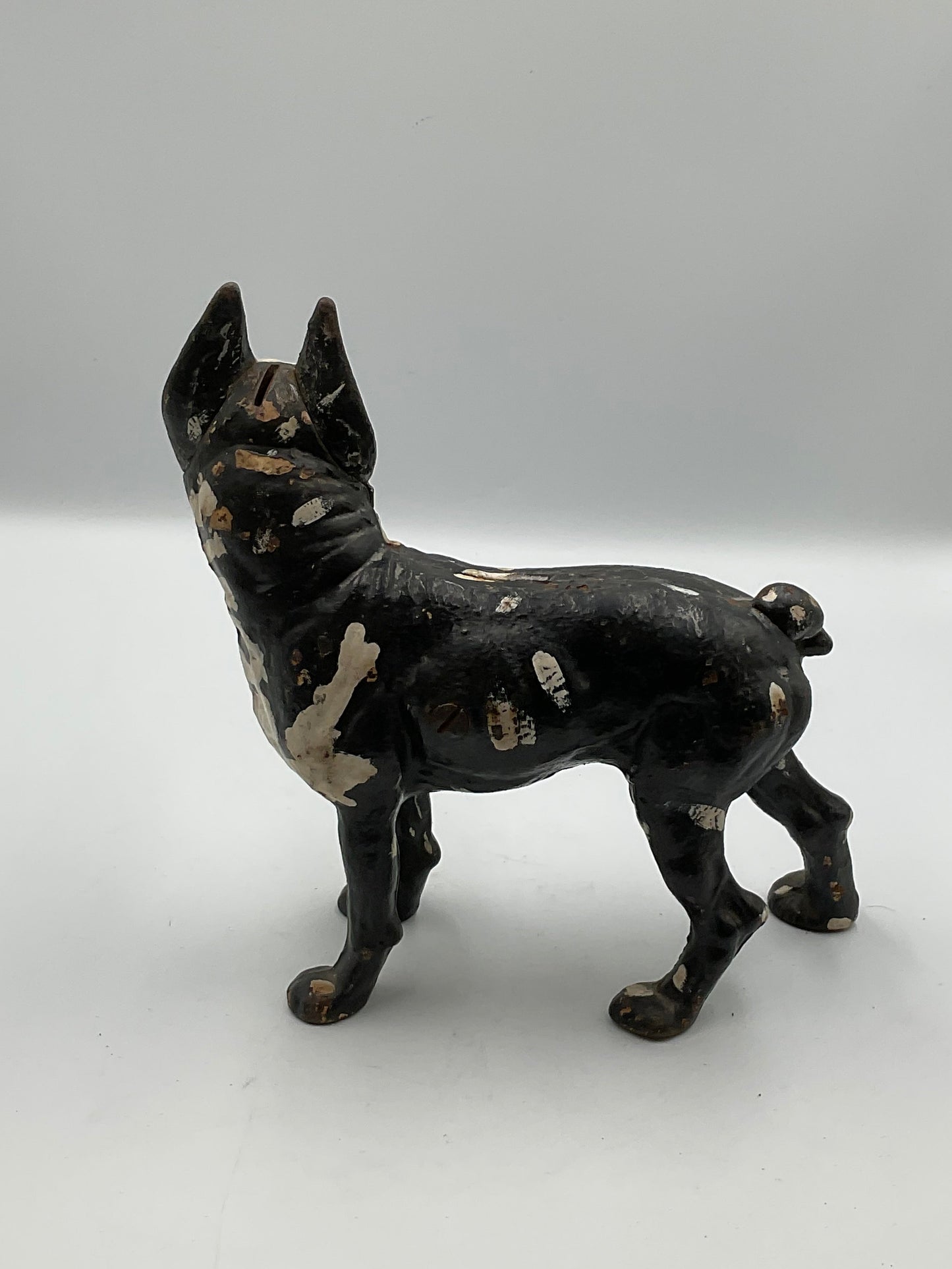 Vintage Hubley Style Cast Iron Boston Terrier Coin Piggy Bank