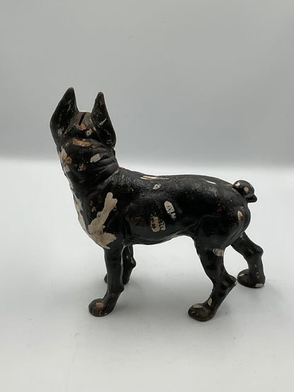 Vintage Hubley Style Cast Iron Boston Terrier Coin Piggy Bank