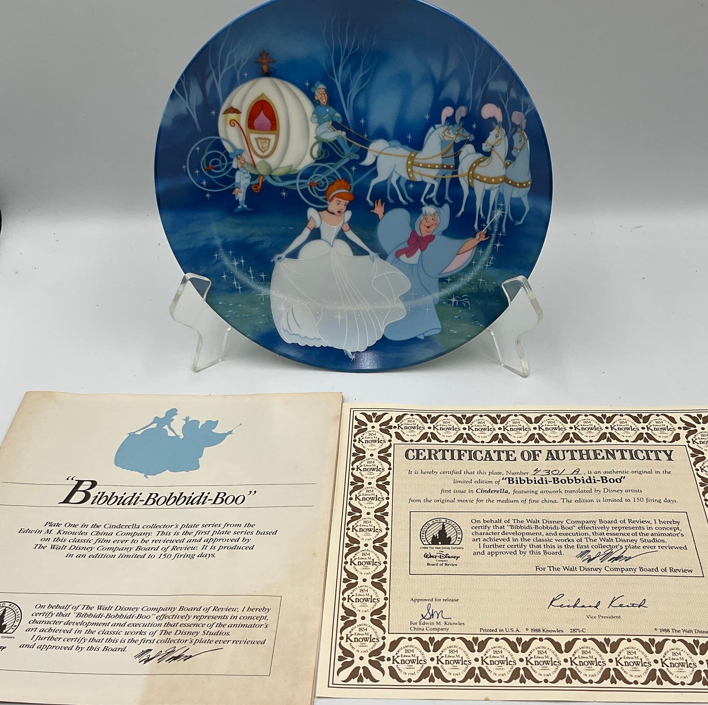 Edwin M. Knowles Fine China Disney Cinderella Collectors Plate COA Original Box